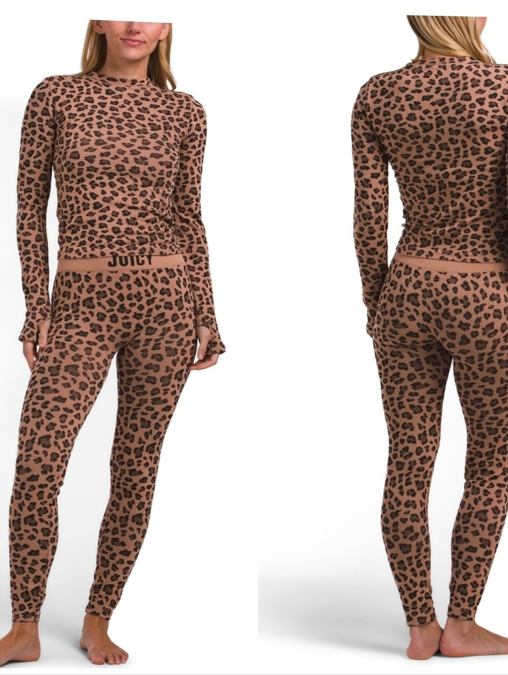 🤎▪️Juicy Couture ▪️2pc Printed Fitted Lounge Top & Leggings Set Leopard